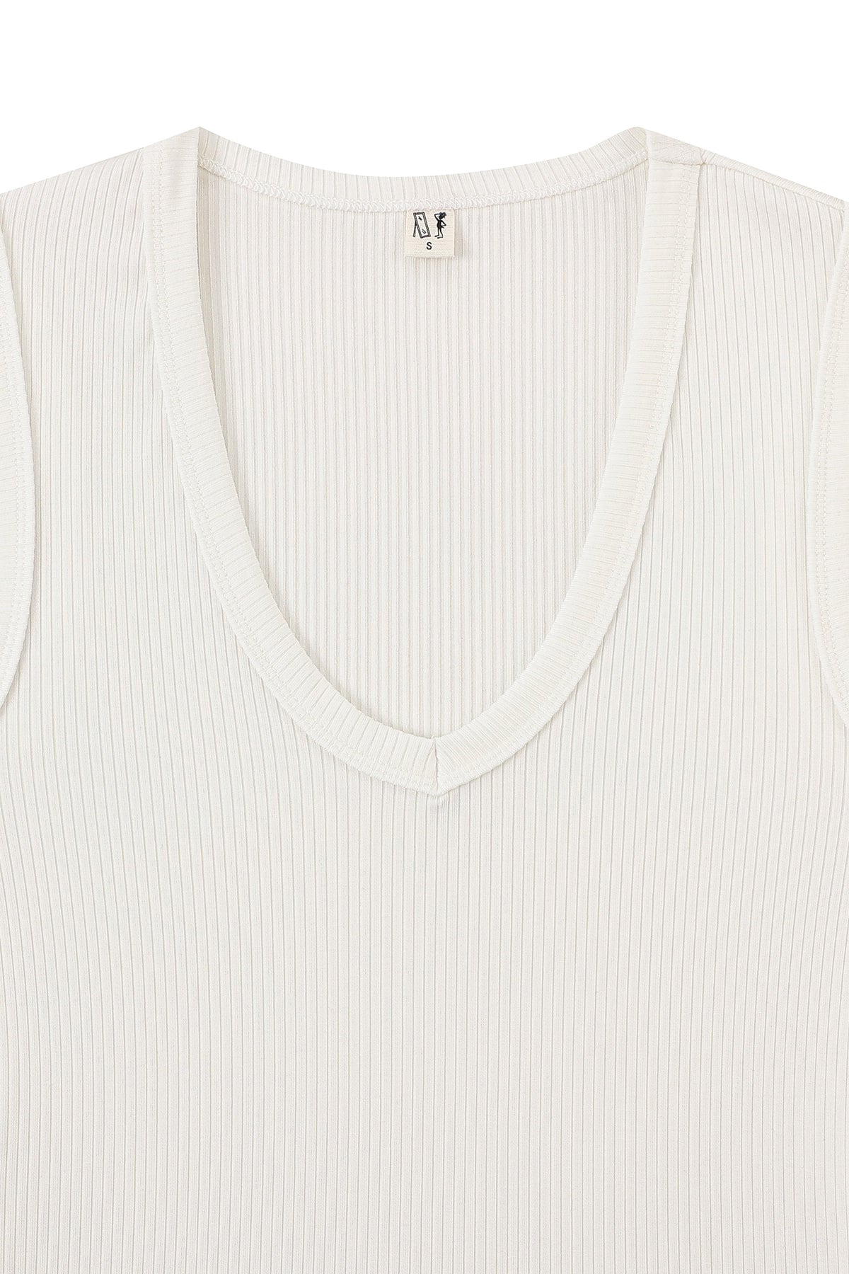 Tencel Rib Deep U Neck Tank Top White