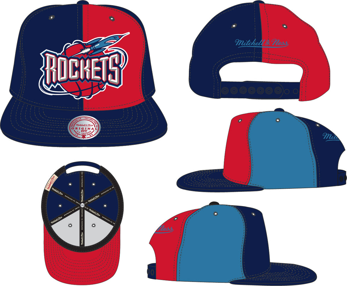 Men's Houston Rockets Mitchell & Ness NBA Pinwheel Snapback Hat
