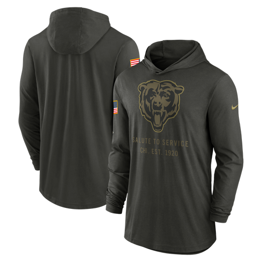 Men's Nike Chicago Bears 2025 Salute To Service Hooded Long Sleeve T-Shirt