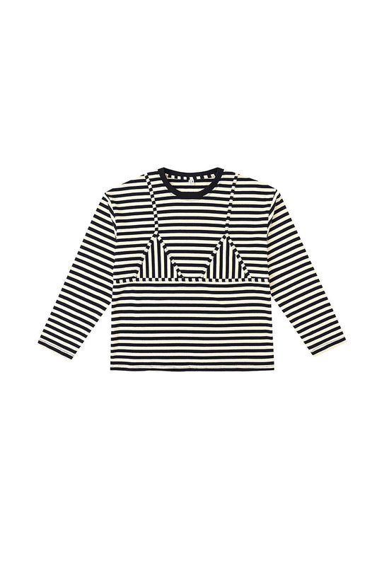 Bikini Bod Cotton Stripe Long Sleeve Tee Black/White