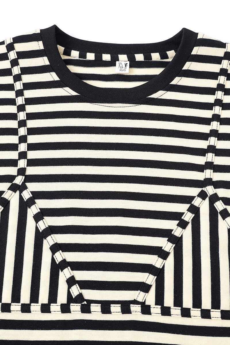 Bikini Bod Cotton Stripe Long Sleeve Tee Black/White