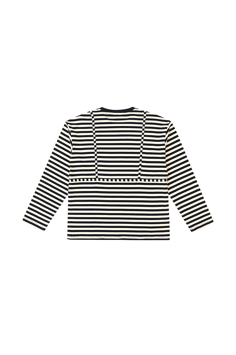 Bikini Bod Cotton Stripe Long Sleeve Tee Black/White