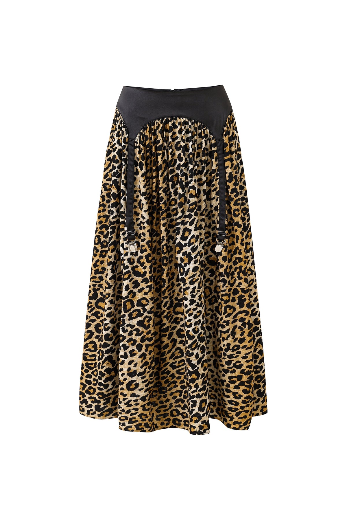 Garter Skirt Soft Linen Black/Leopard