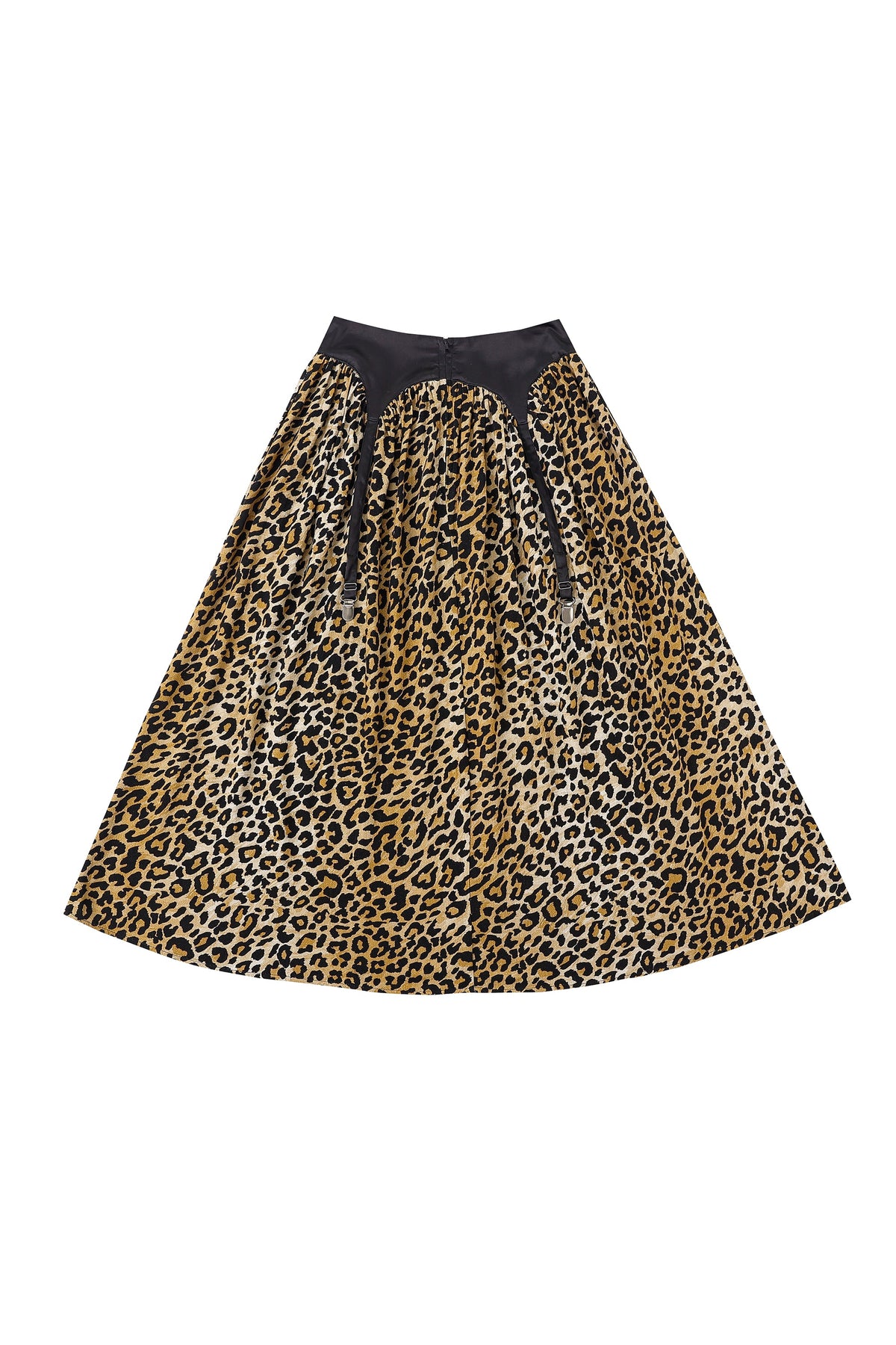 Garter Skirt Soft Linen Black/Leopard