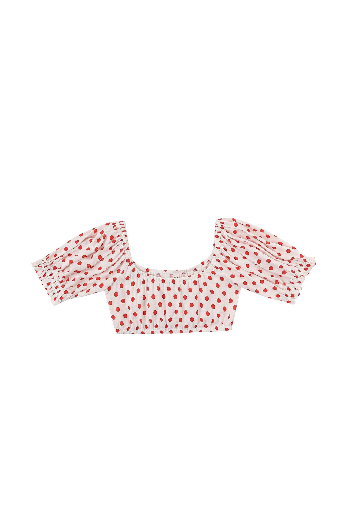 5 left - Wench Crop Top Soft Linen Red Polka Dot