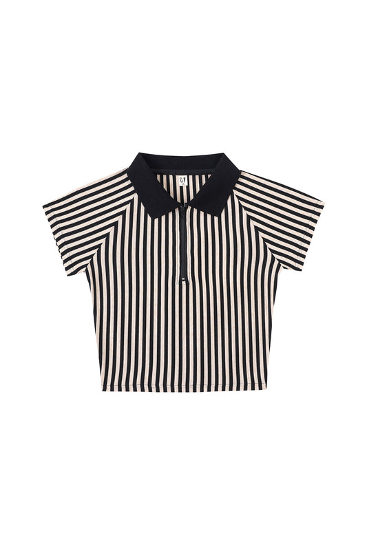 Referee Zip Polo Cream Stripe