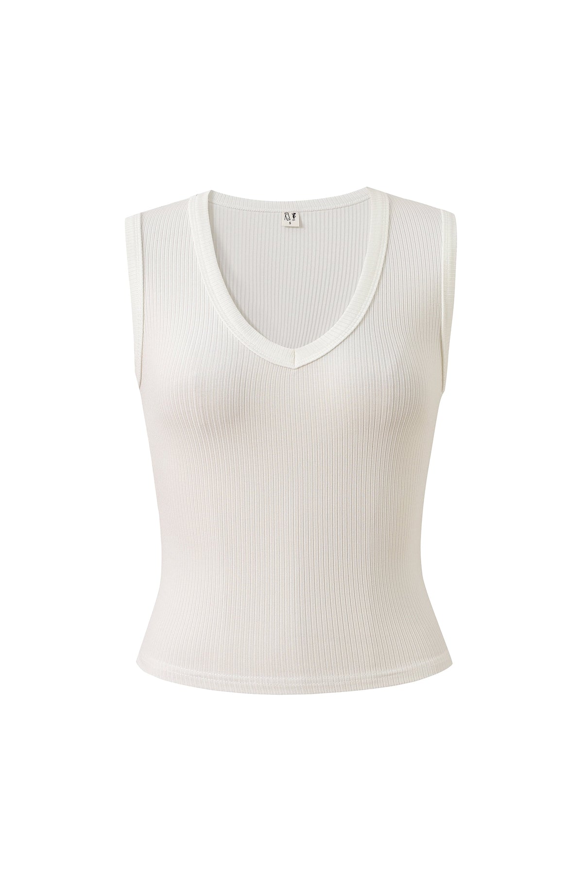 Tencel Rib Deep U Neck Tank Top White