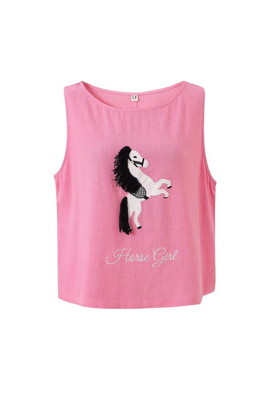 1 left - Horse Girl Soft Linen Shift Tank