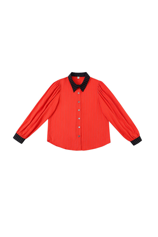 Boss Blouse Tencel Stripe Red / Black