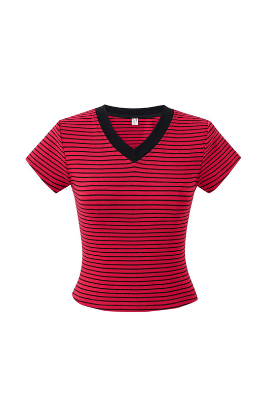Blood Stripe V-Neck Baby Tee