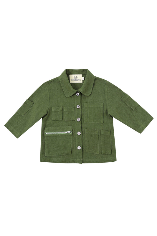 Kid's Adventure Thick Linen Jacket Moss