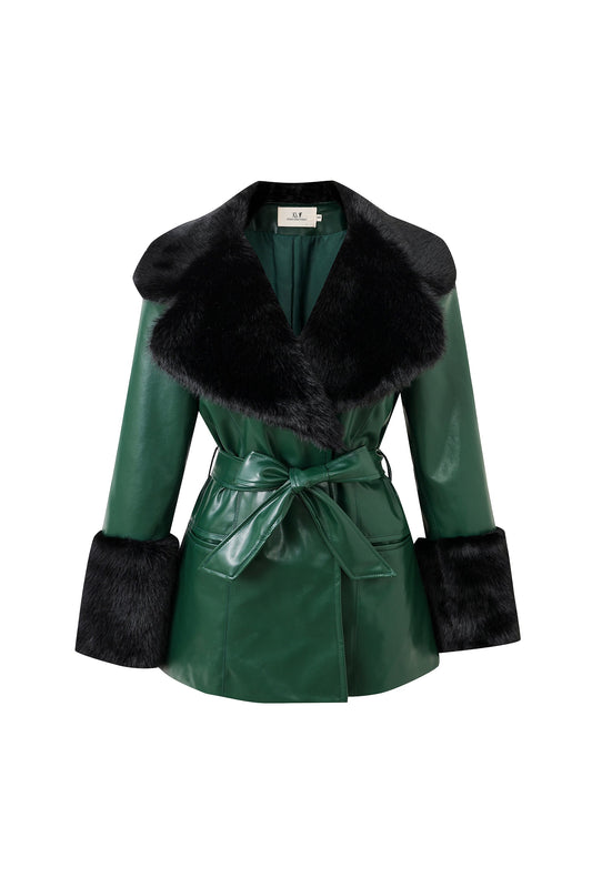 Penny Coat Plant Leather Green