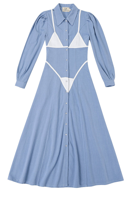 Bikini Bod FLDS Dress Thick Linen Blue