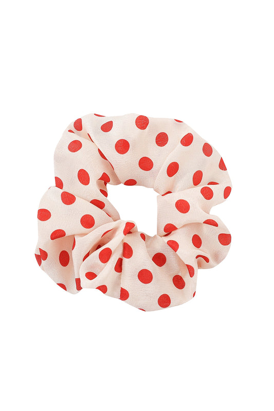 Red Polka Dot Silk Scrunchie