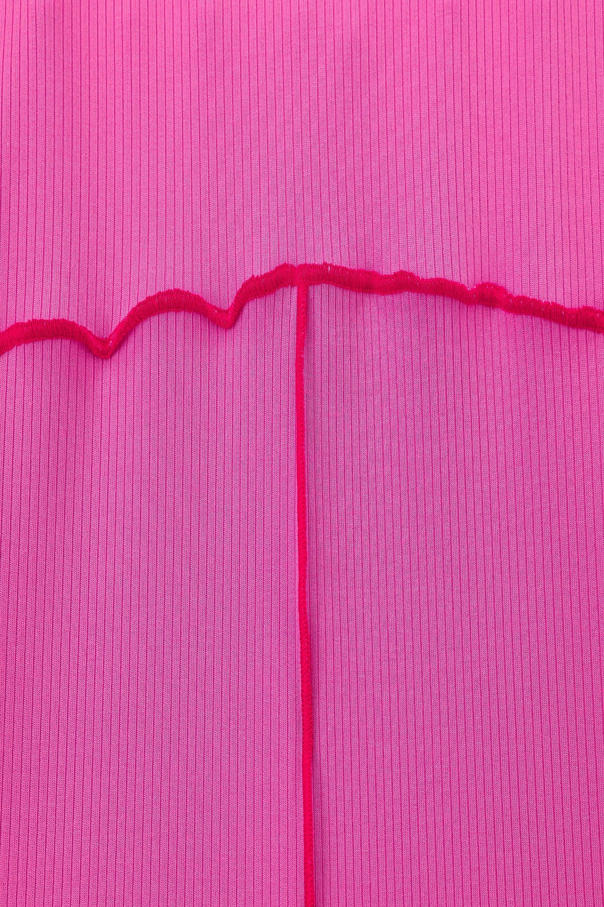 1 left - Seamed Long Sleeve Top Tencel Rib Pink/Red