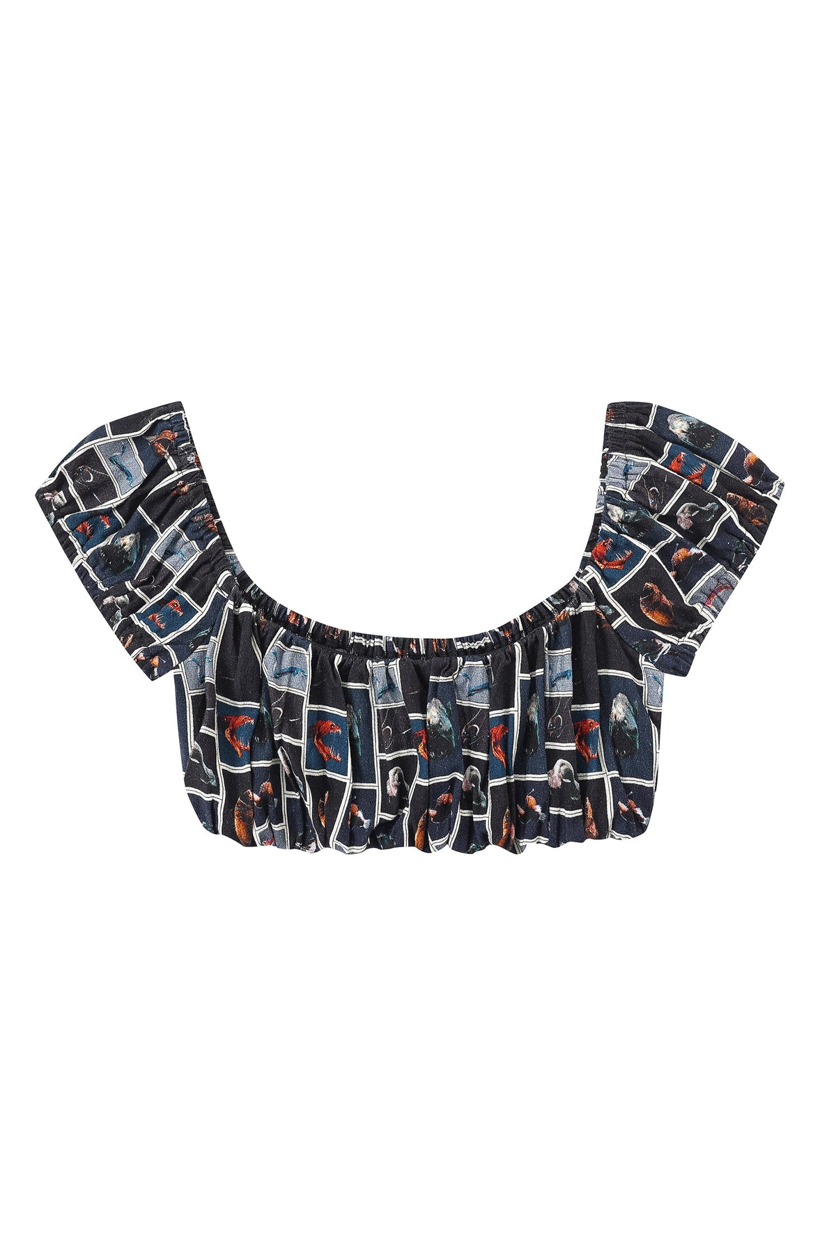 Soft Linen Gathered Bra Top Cuter Fish