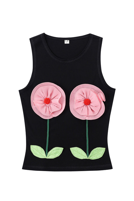 Flower Boobs Tencel Rib Tank Top