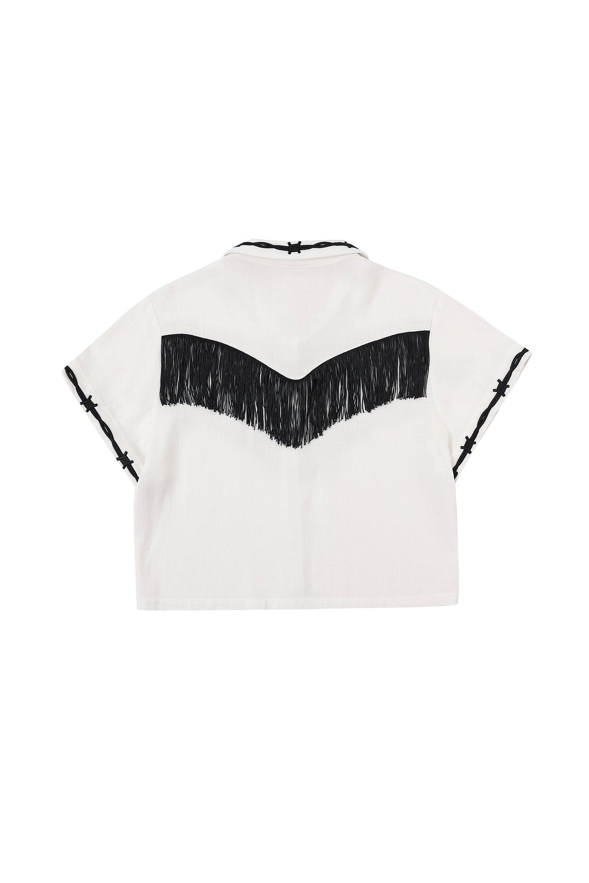 Soft Linen Pammy Fringe Blouse White
