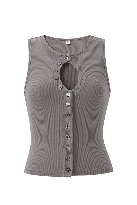 Unbuttoned Tencel Rib Tank Top Gray
