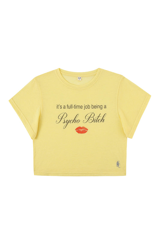 Psycho Bitch Wool Blend Baby Tee Yellow