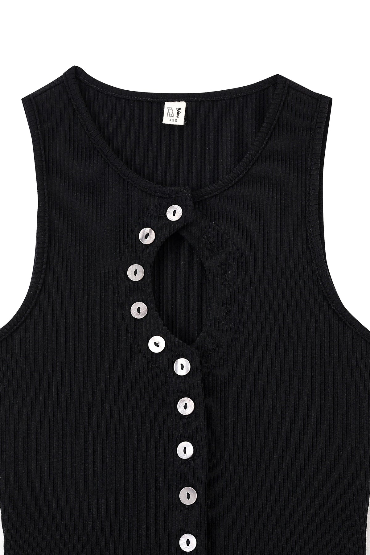 Unbuttoned Tencel Rib Tank Top Black