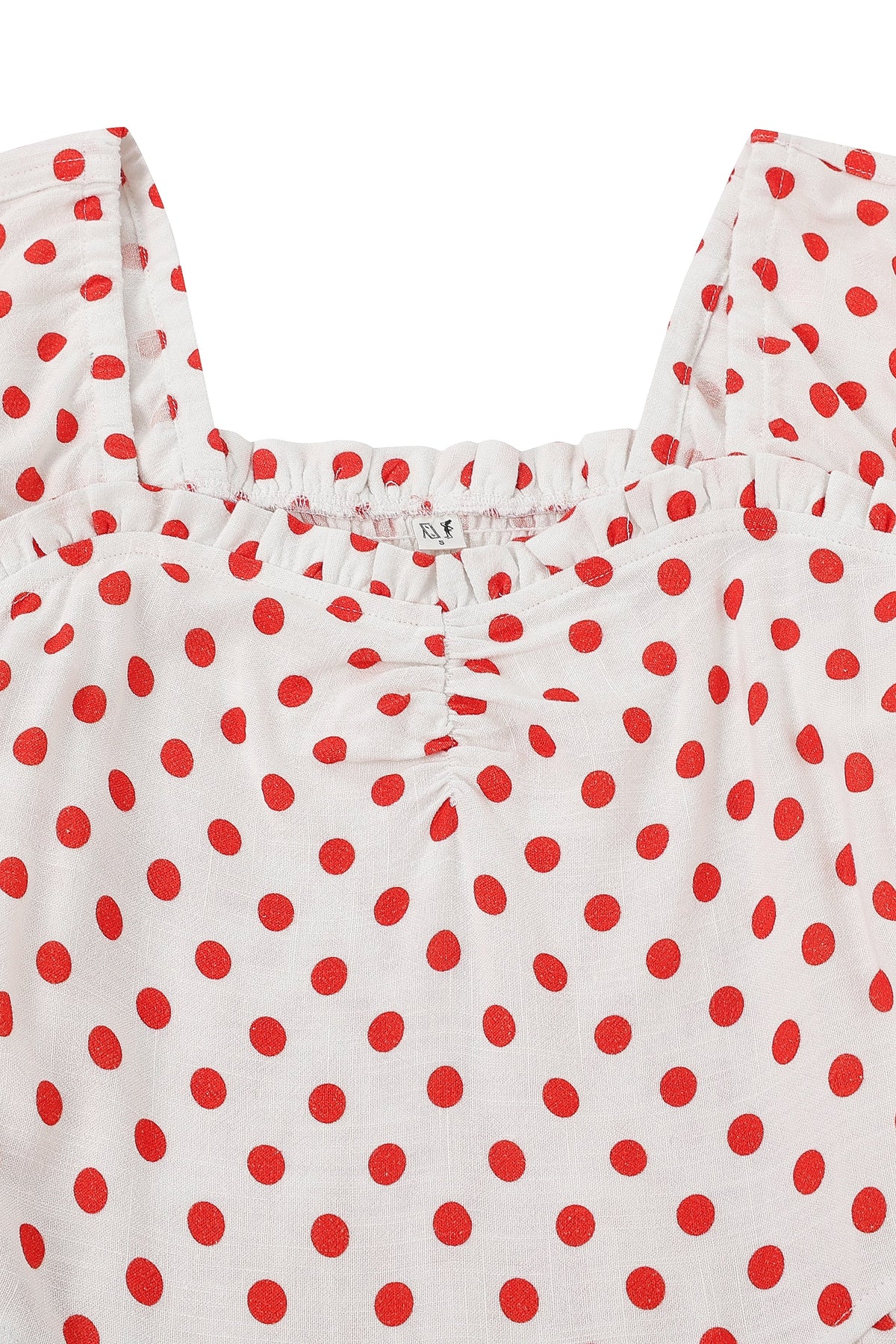 Sweetheart Soft Linen Mini Dress Red Polka Dot