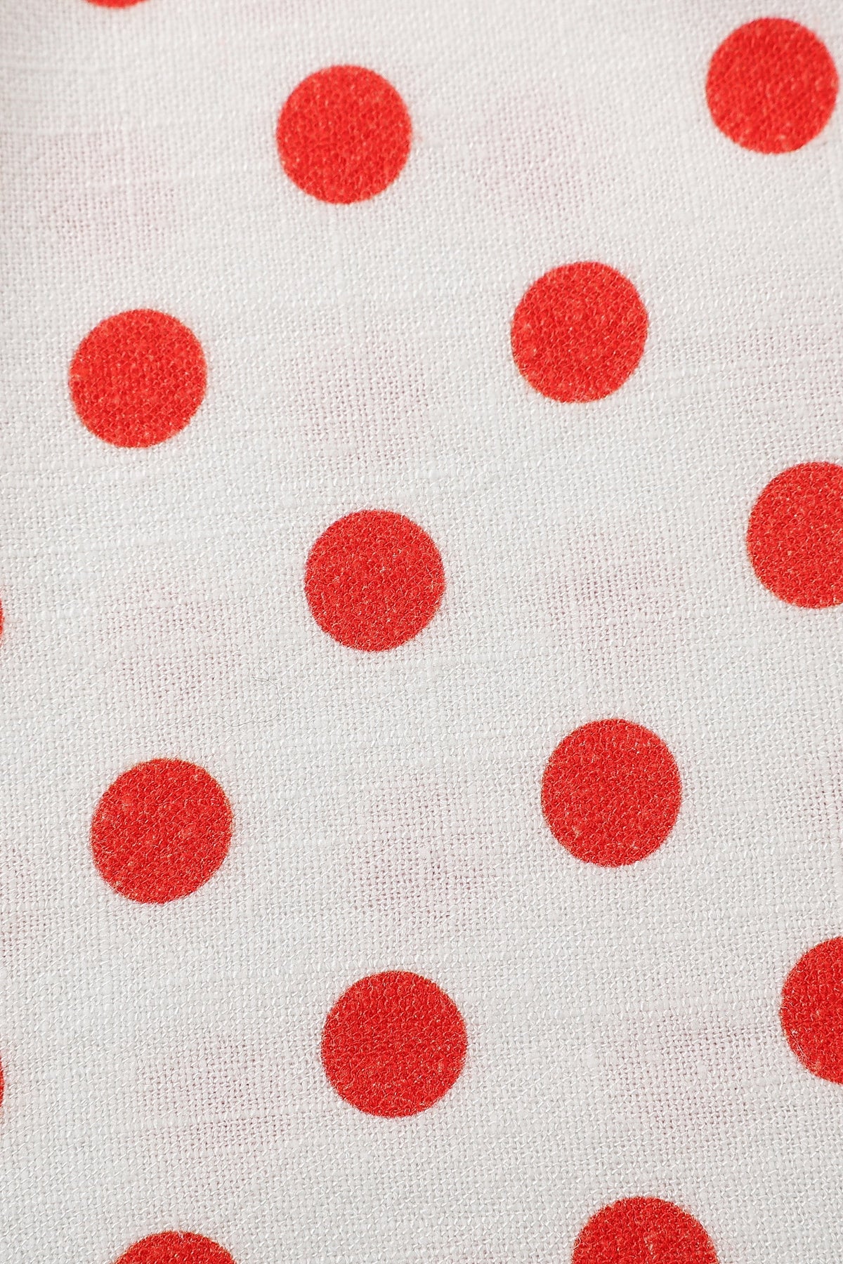 Sweetheart Soft Linen Mini Dress Red Polka Dot