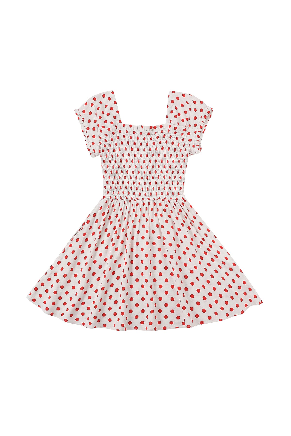 Sweetheart Soft Linen Mini Dress Red Polka Dot