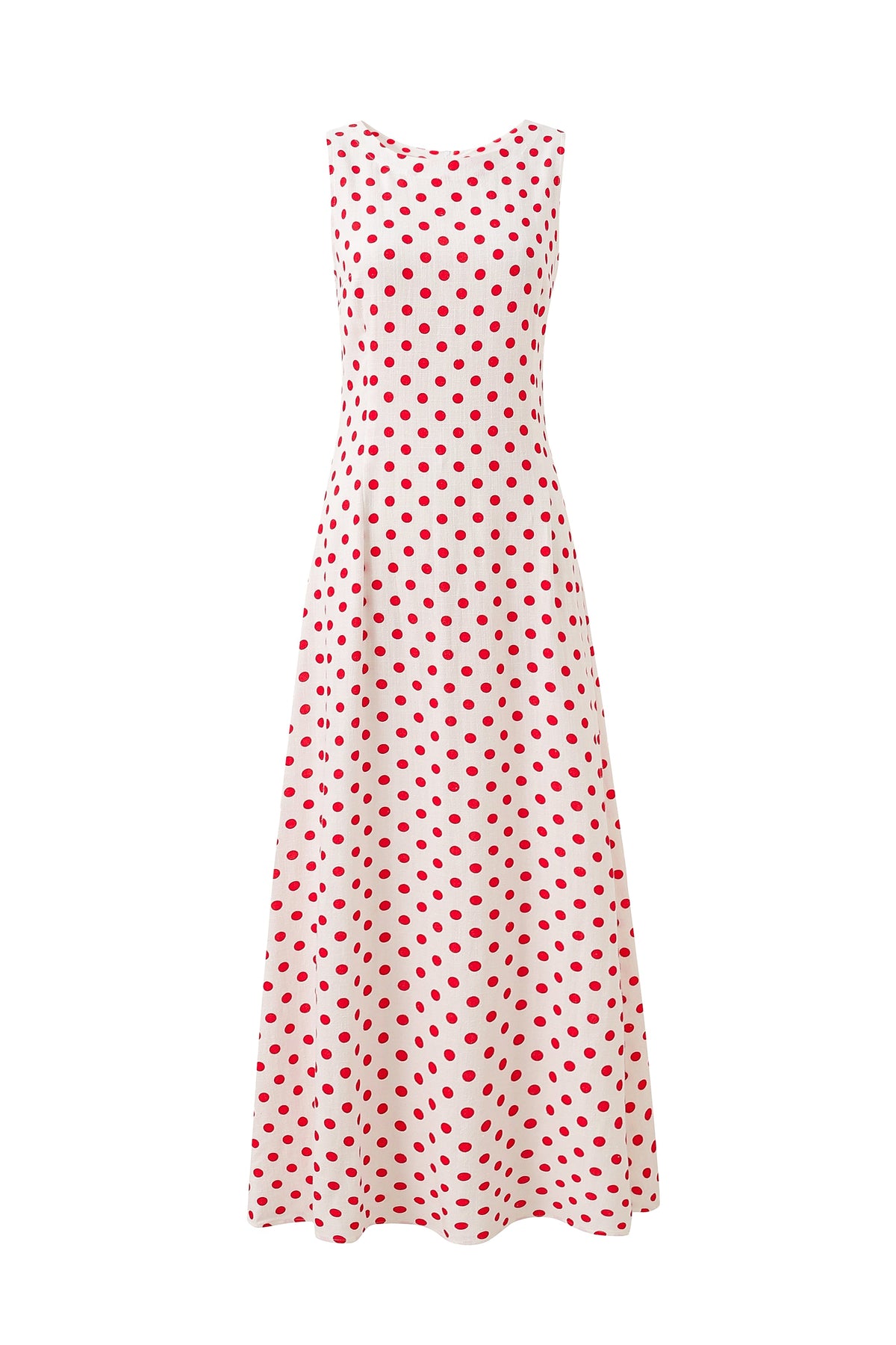 Good Woman Soft Linen Dress Red Polka Dot