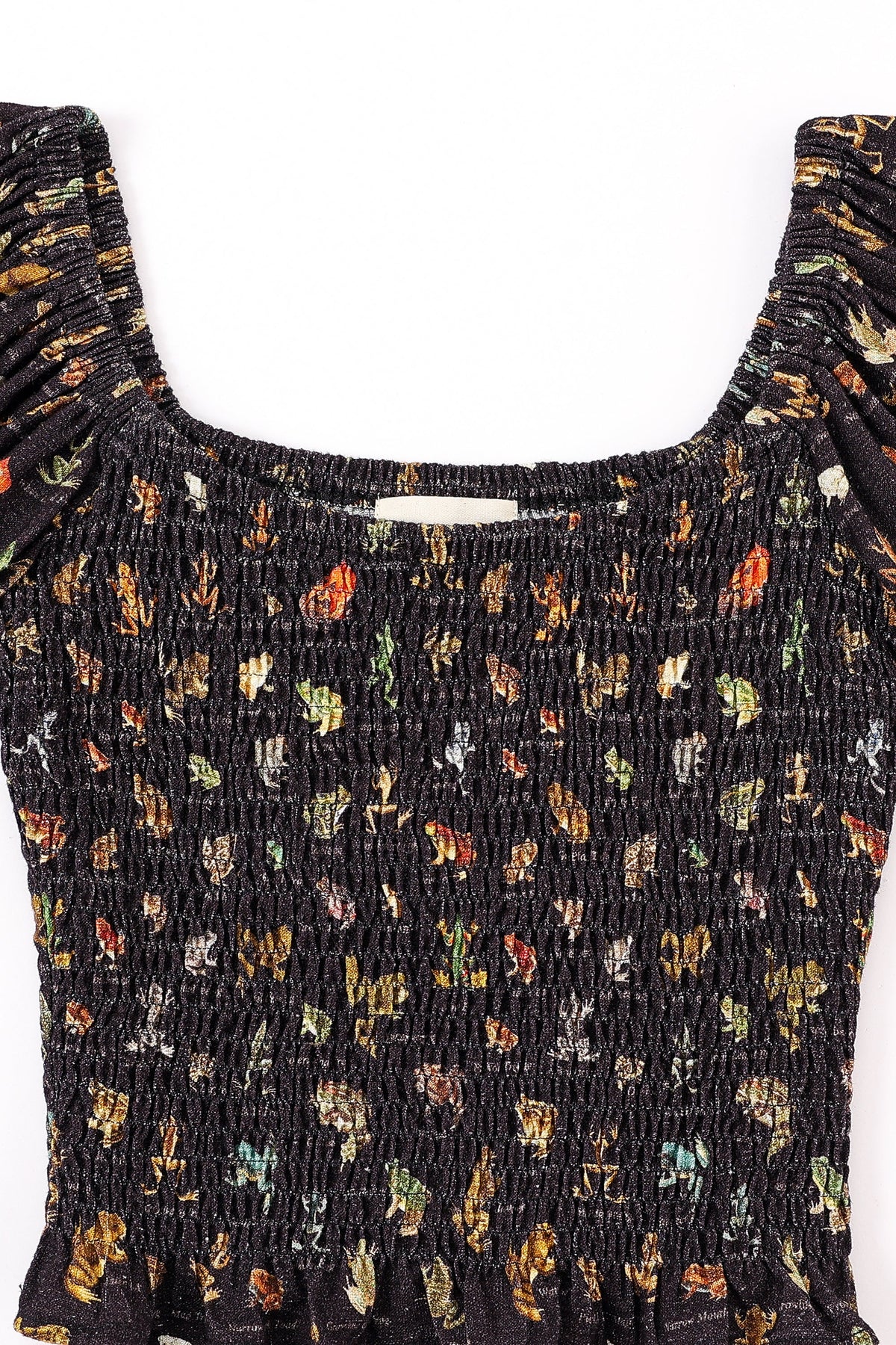 Long Sleeve Smocked Soft Linen Blouse Favorite Frogs