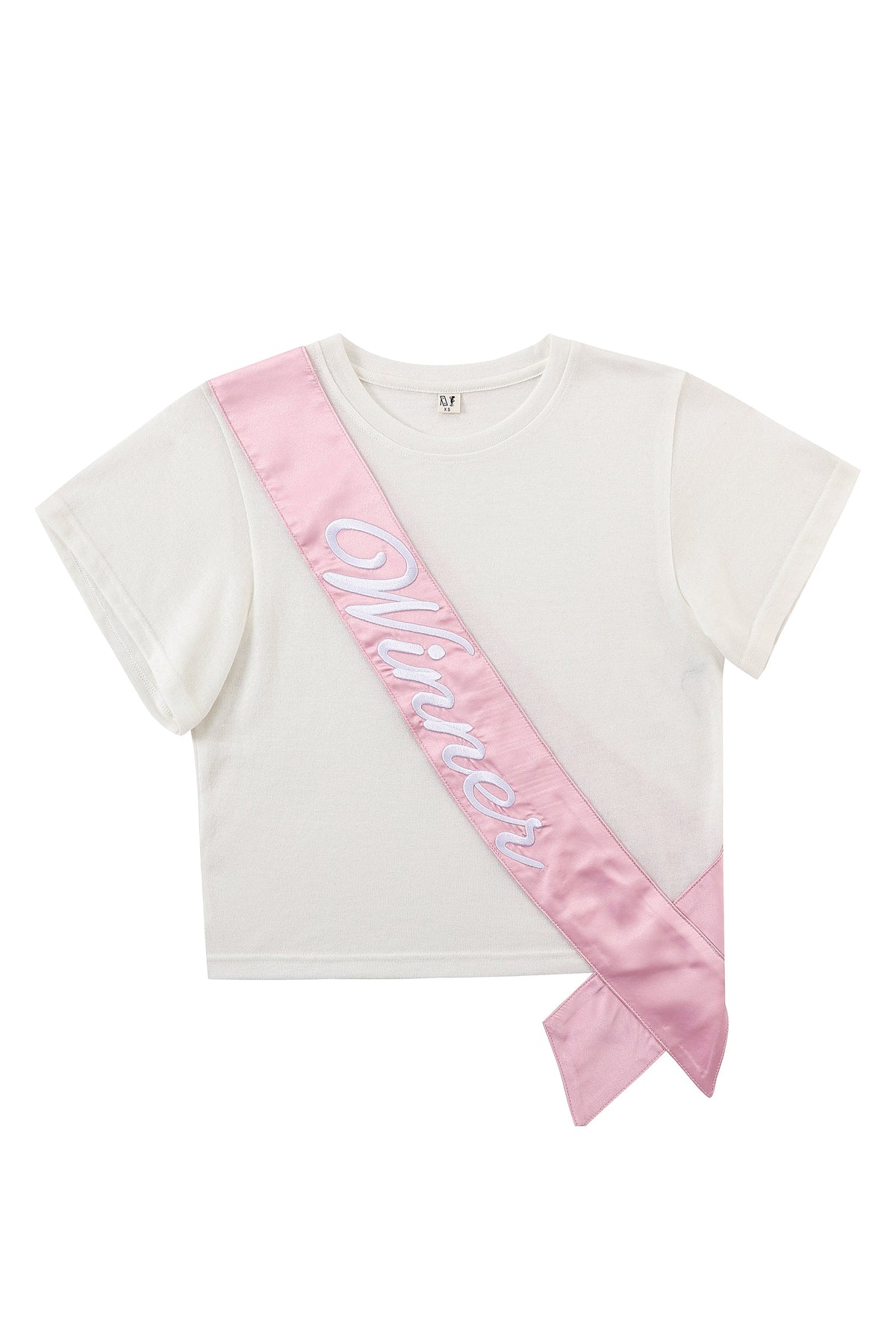 Winner's Sash Wool Blend Tee White / Pink