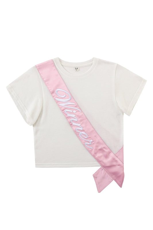 Winner's Sash Wool Blend Tee White / Pink