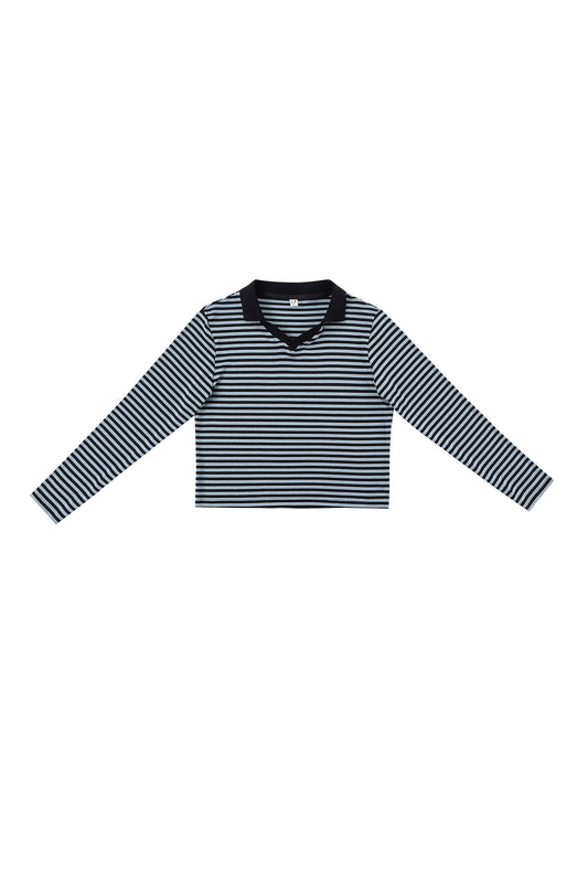 Long Sleeve Rugby Tee Blue Stripe