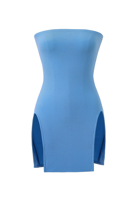 Sexy Cartoon Tencel Rib Mini Dress Baby Blue