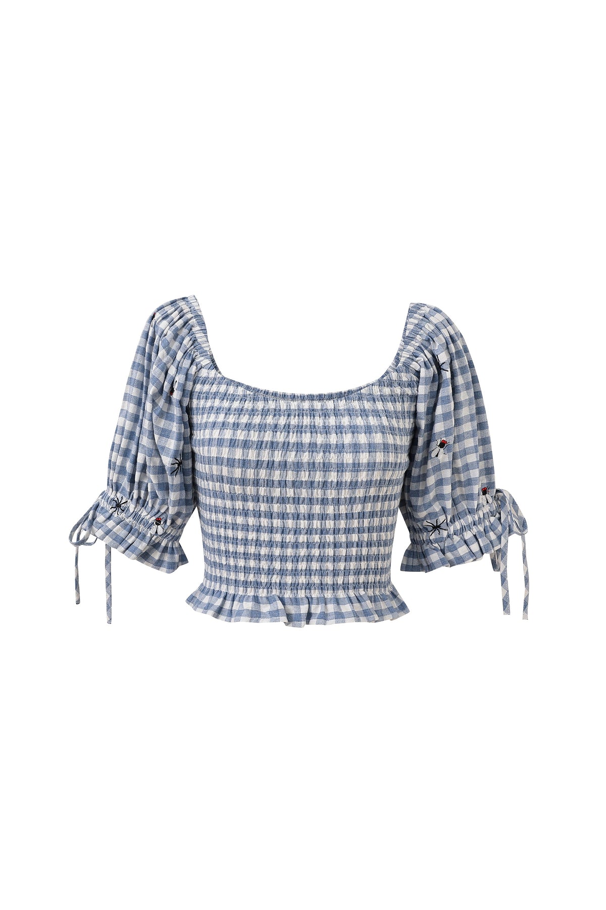 Ruined Picnic Smocked Blouse Blue Gingham