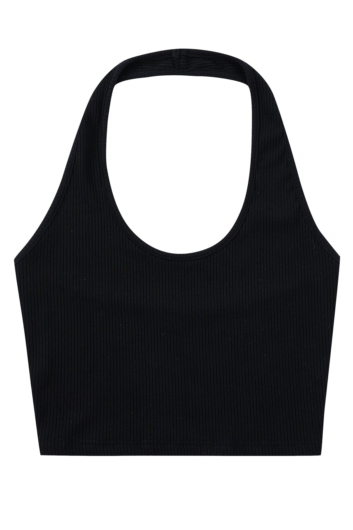 Tencel Rib Halter Top Black