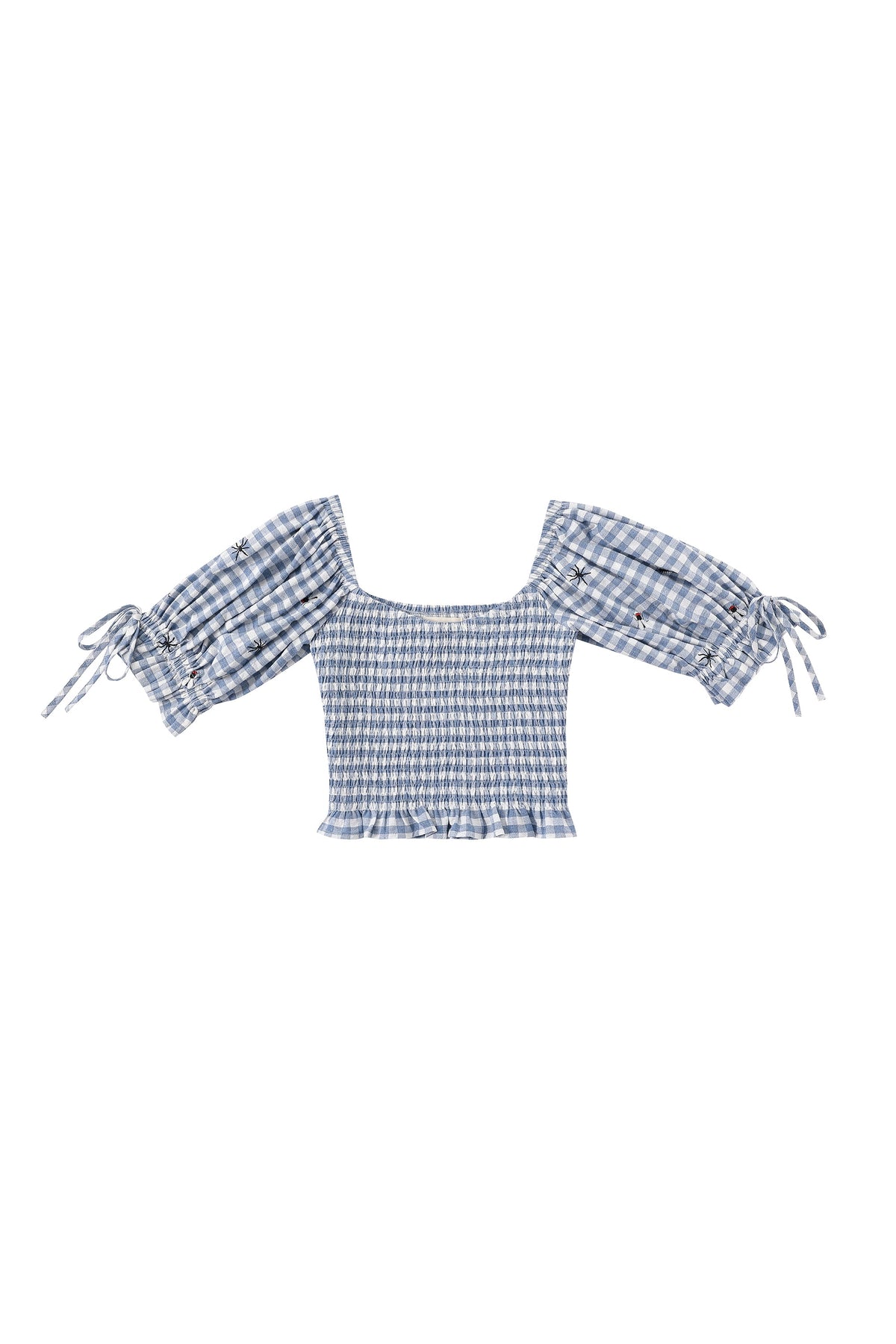 Ruined Picnic Smocked Blouse Blue Gingham