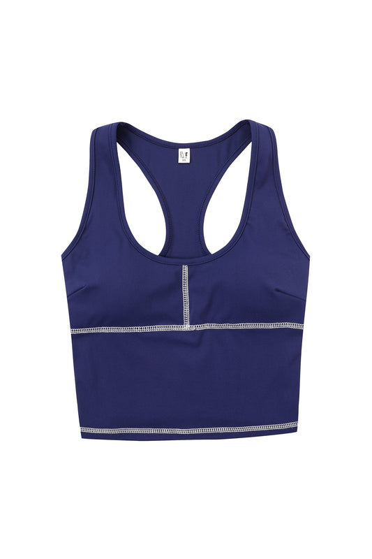 Scoop Contrast Seam Yoga Top Navy