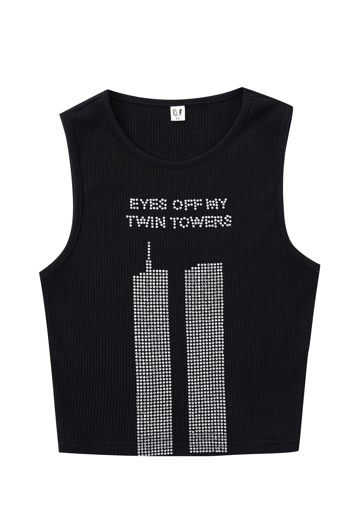 EYES OFF MY TWIN TOWERS Tencel Rib Crop Tank