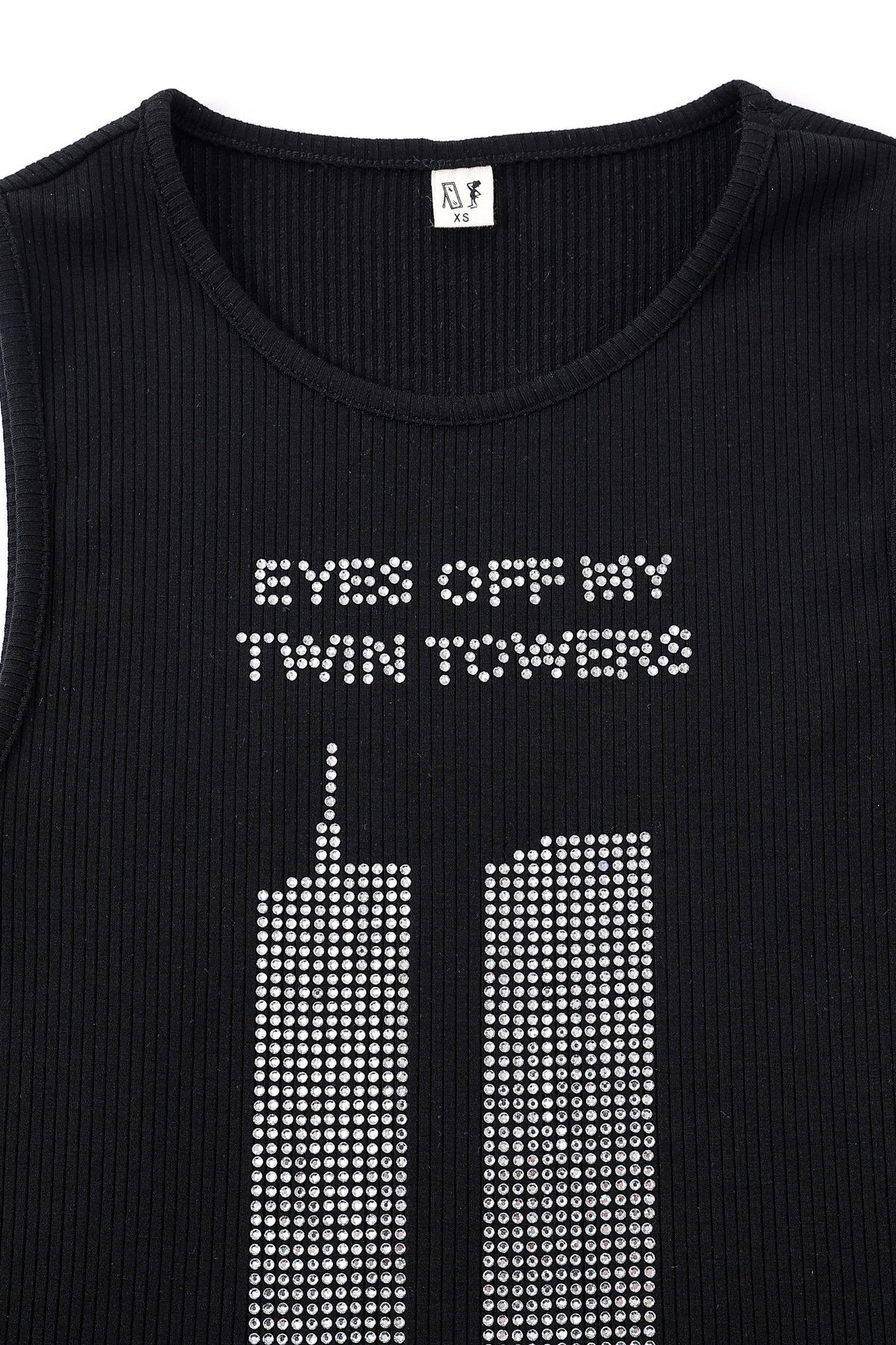 EYES OFF MY TWIN TOWERS Tencel Rib Crop Tank