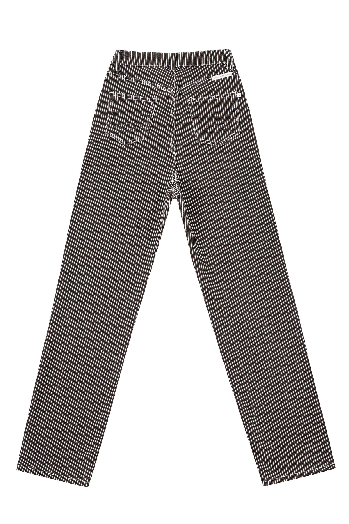 Brown Thin Striped Railroad Jeans