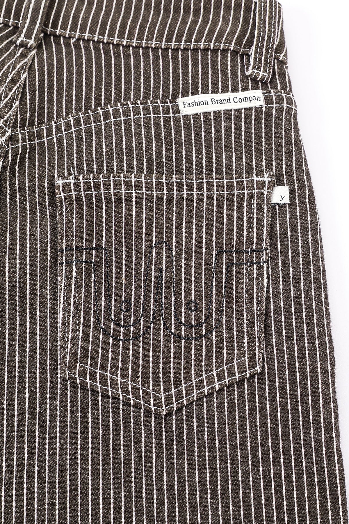 Brown Thin Striped Railroad Jeans