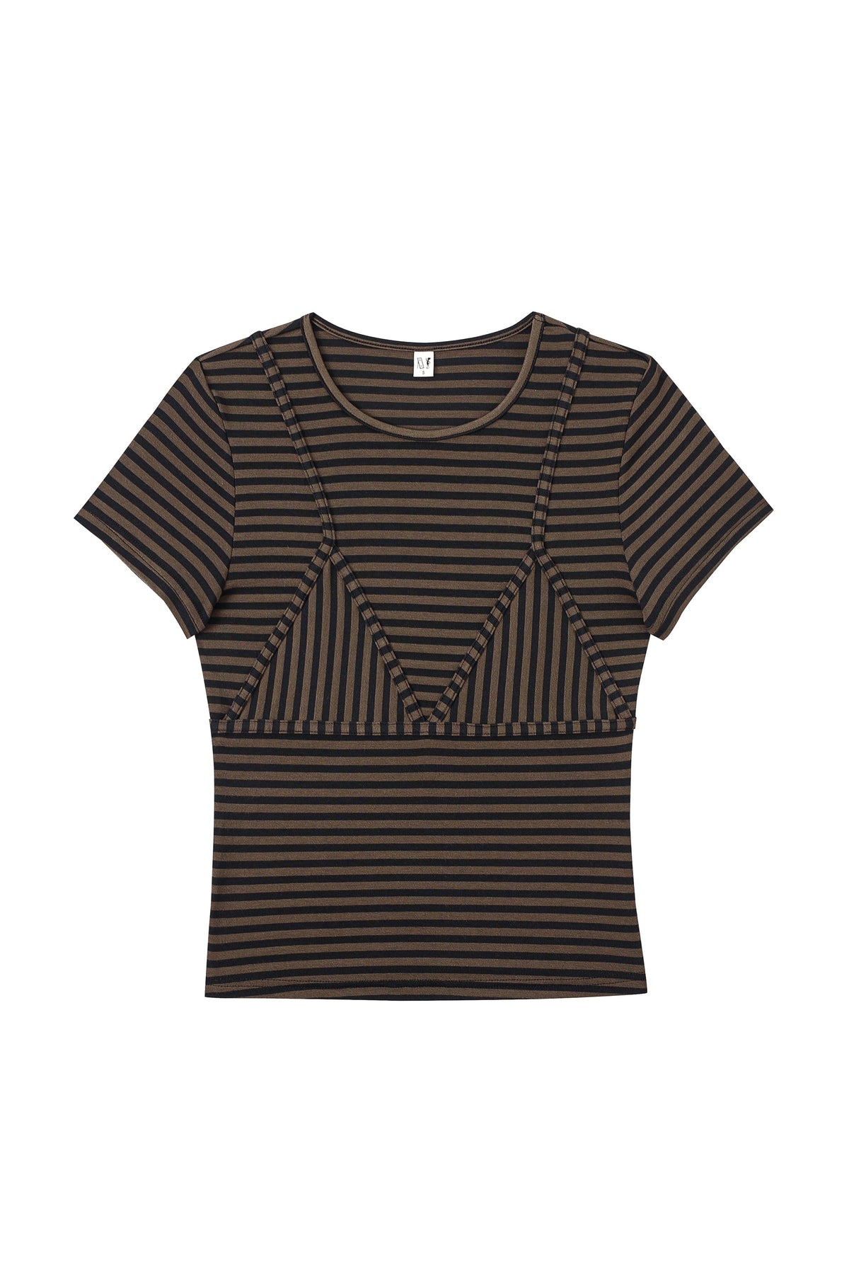 Bikini Bod Striped Short Sleeve Tee Brown