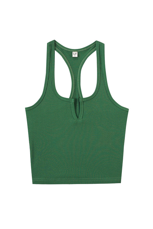 1 left - Split Racerback Tencel Rib Tank Green