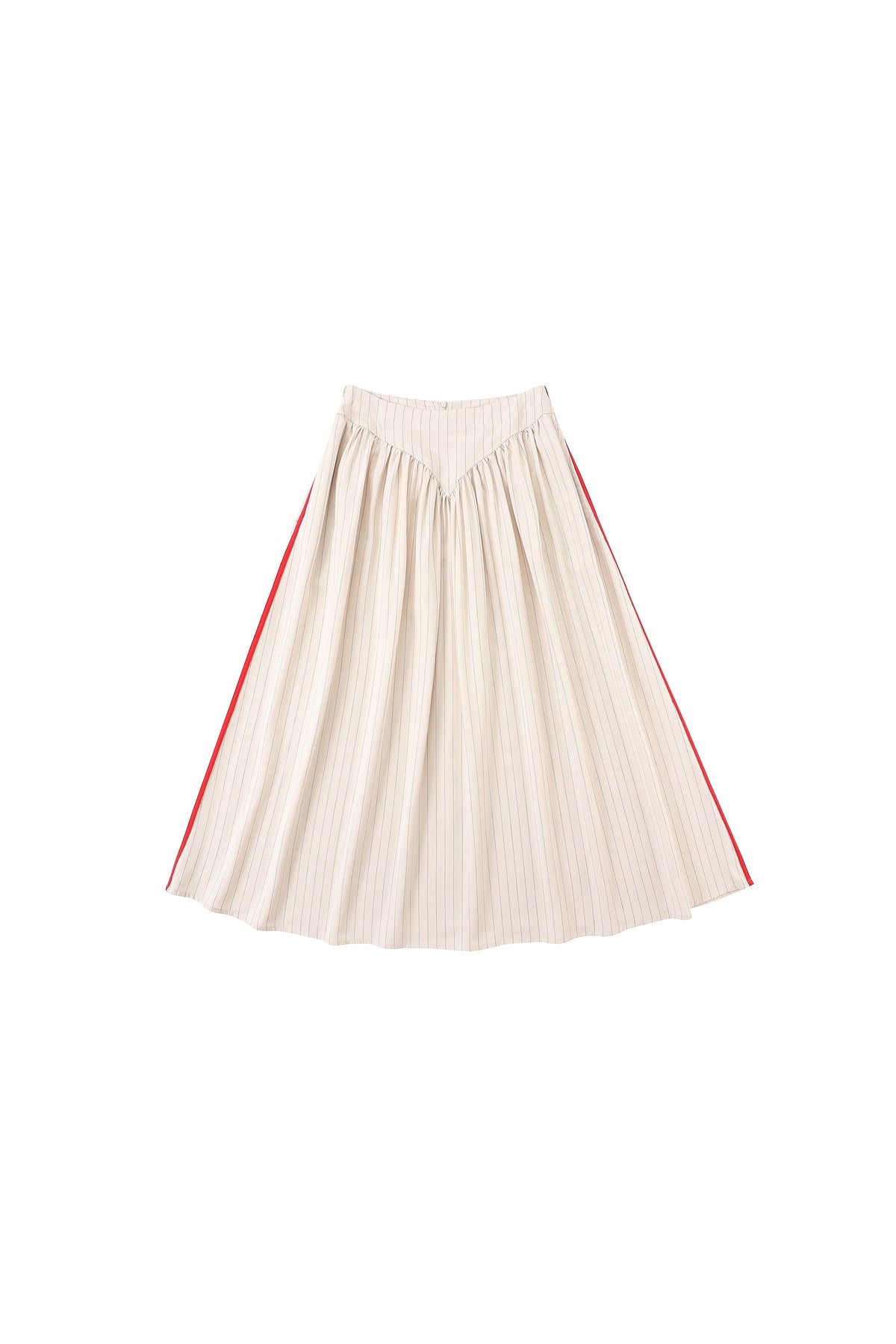 Baseball Park Skirt Tencel Stripe Cream