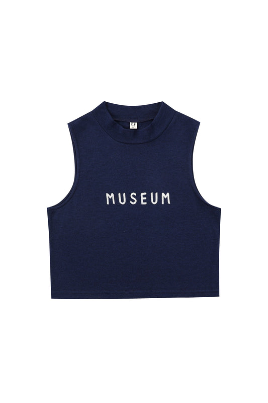 Museum Wool Blend Crop Top Navy