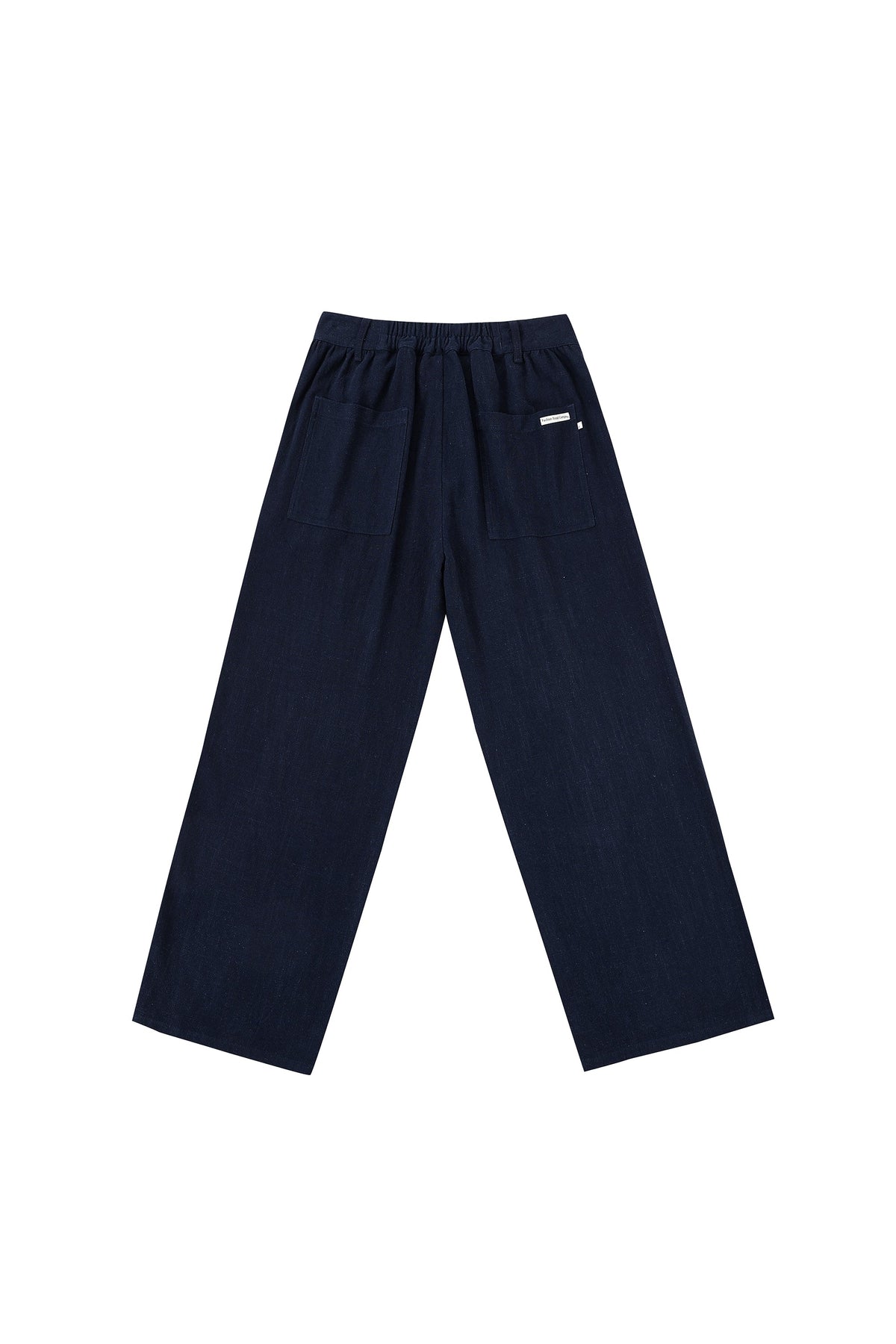 Straight Leg Trousers Thick Linen Navy Sporty