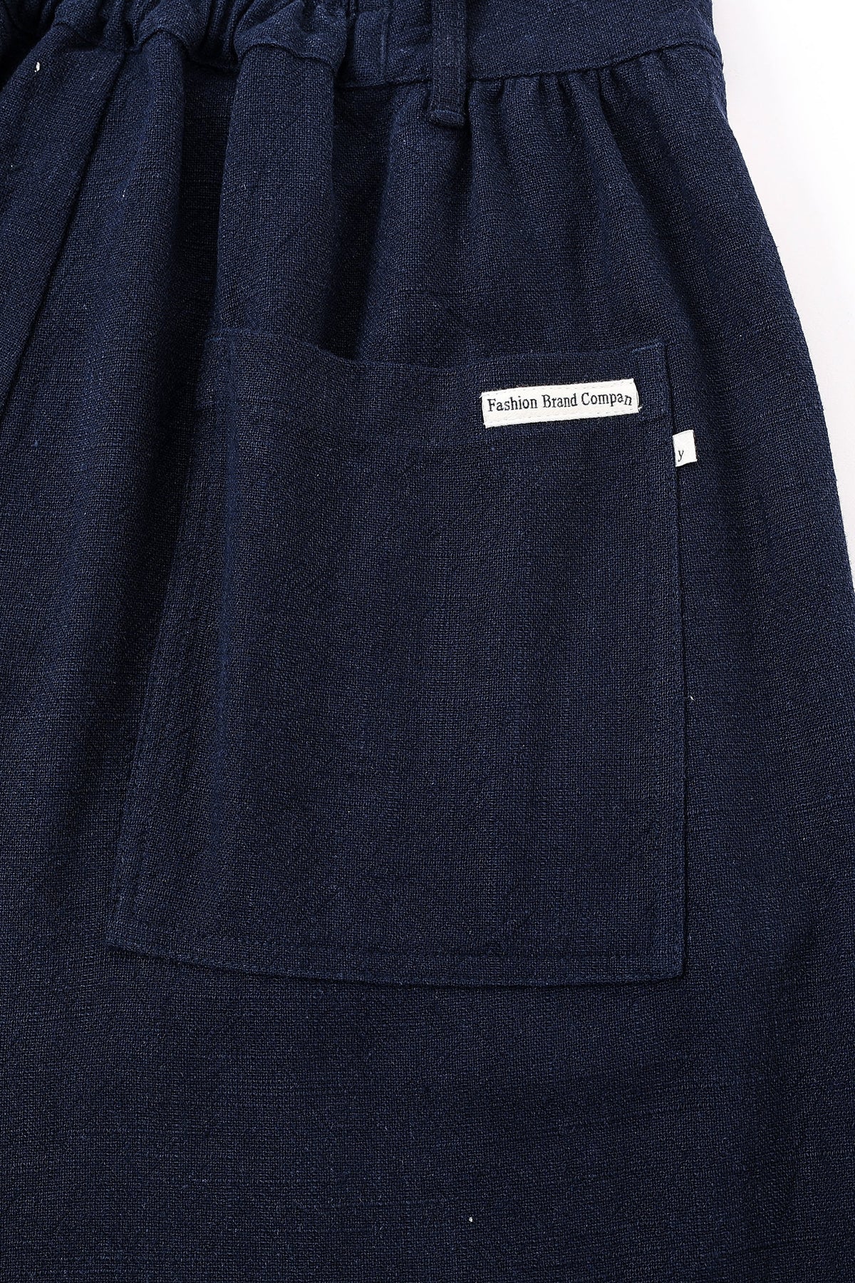 Straight Leg Trousers Thick Linen Navy Sporty