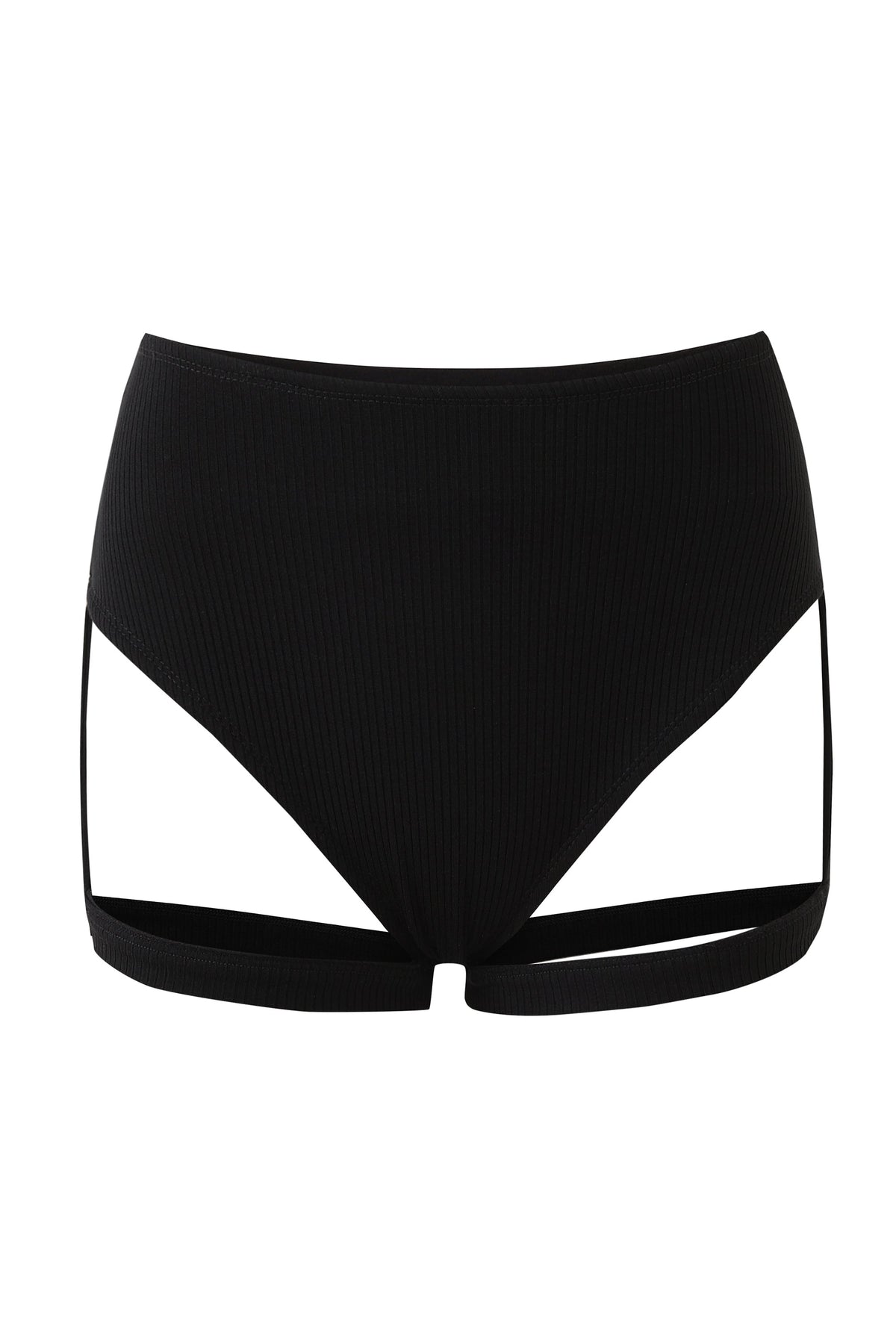 High Waist Garter Underwear Tencel Rib Black