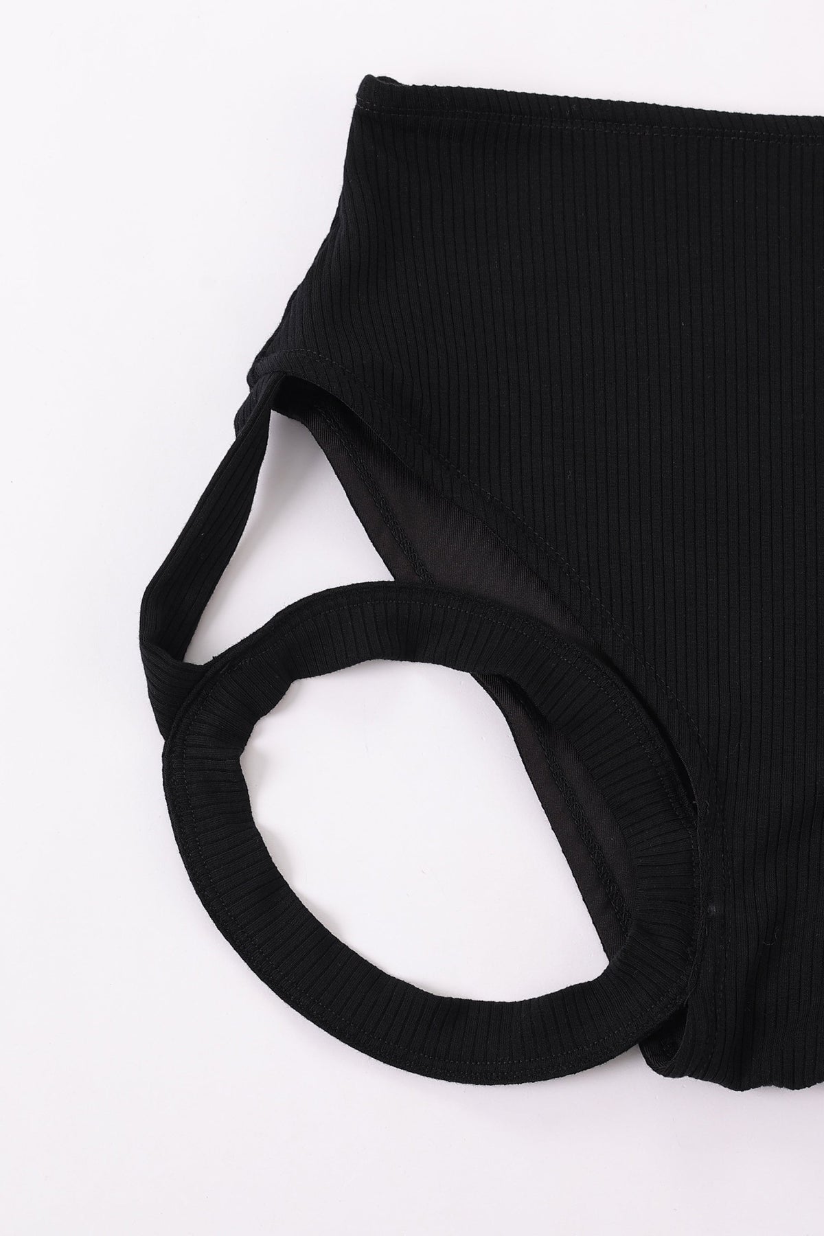 High Waist Garter Underwear Tencel Rib Black